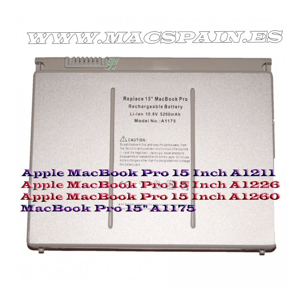 Batería para APPLE MacBook Pro 15" A1175-A1150-A1211-A1226-A1260
