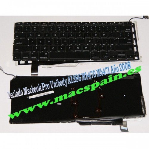Teclado Macbook Pro Unibody A1286 Mb470 Mb471 Año 2008